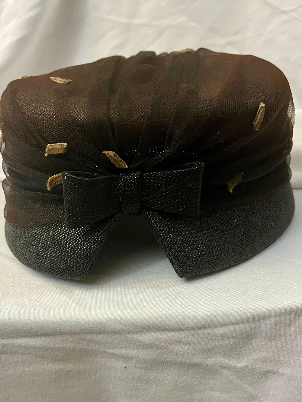 VTG Mr. Rickie Original Brown Charcoal Velvet Netting Cocktail Hat Fascinator